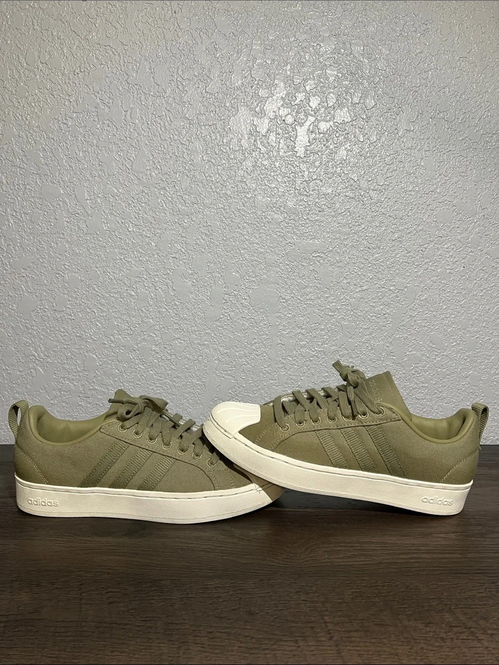 adidas Men’s Olive Green Low-Top Sneakers with White Sole